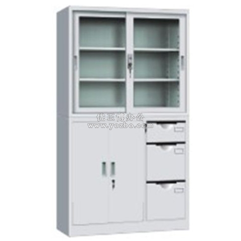 鋼制辦公文件柜 LB-W-002寬體偏三斗 帶鎖鐵皮柜