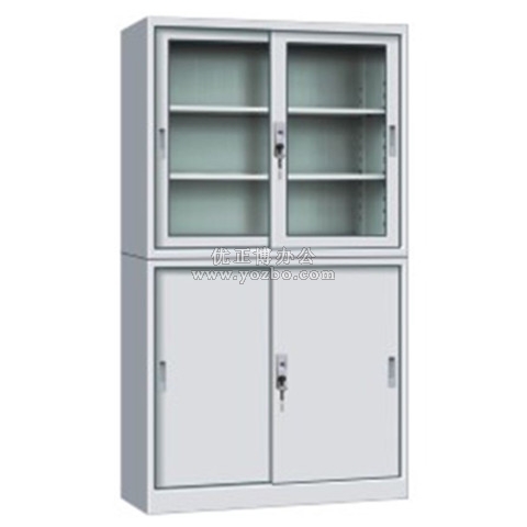 鋼制辦公文件柜 LB-W-003寬體移門柜 帶鎖鐵皮柜