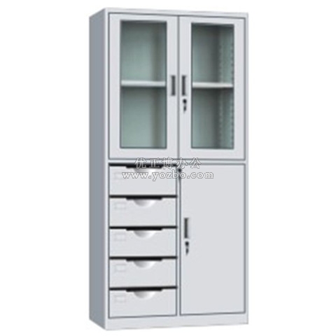 鋼制辦公文件柜 LB-W-014偏五斗上移門 帶鎖鐵皮柜