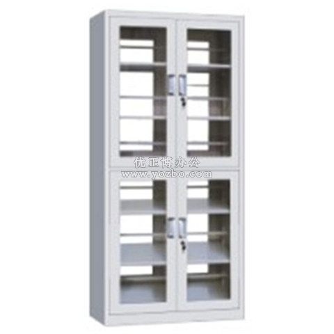 鋼制辦公文件柜 LB-W前后對開門玻璃柜 帶鎖鐵皮柜