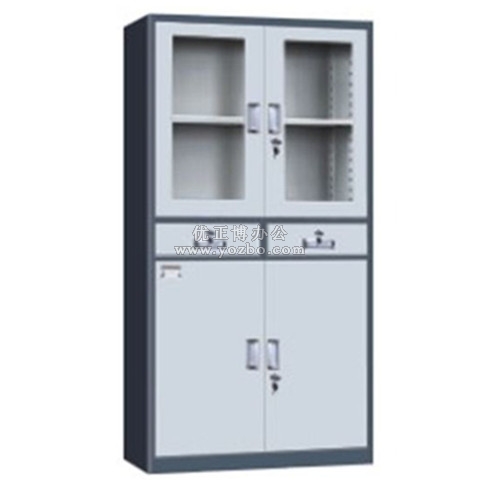 鋼制辦公文件柜 LB-W-071中二斗玻璃柜 鐵皮柜