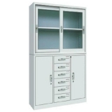 鋼制辦公文件柜 LB-W-001寬體中六斗移門柜 帶鎖鐵皮柜