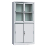 鋼制辦公文件柜 LB-W-006上玻下鐵移門柜 帶鎖鐵皮柜