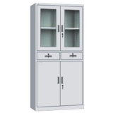 鋼制辦公文件柜 LB-W-012中二斗玻璃柜 帶鎖鐵皮柜