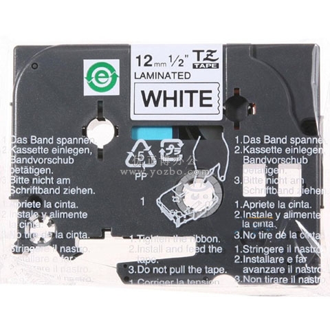 兄弟(brother) TZ-231 12mm 白底黑字標(biāo)簽色帶 原裝耗材